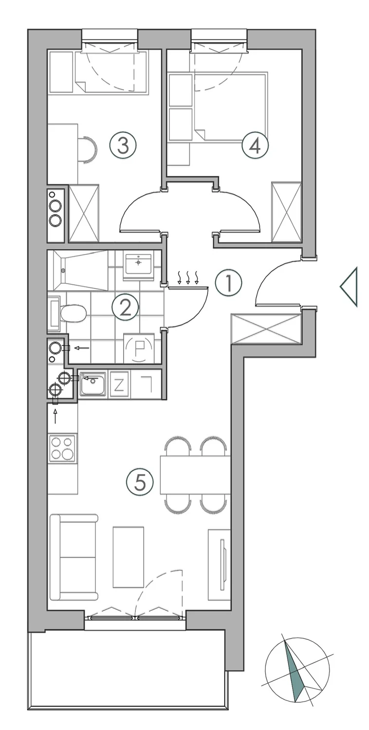 Rzut mieszkania 3 – Kazimierza Wielkiego 61